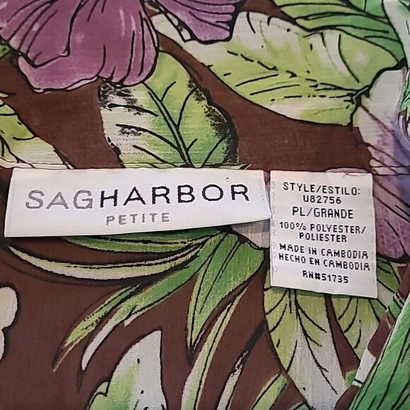 Sag Harbor  sz PL sheer floral button front collared blouse - Picture 8 of 9